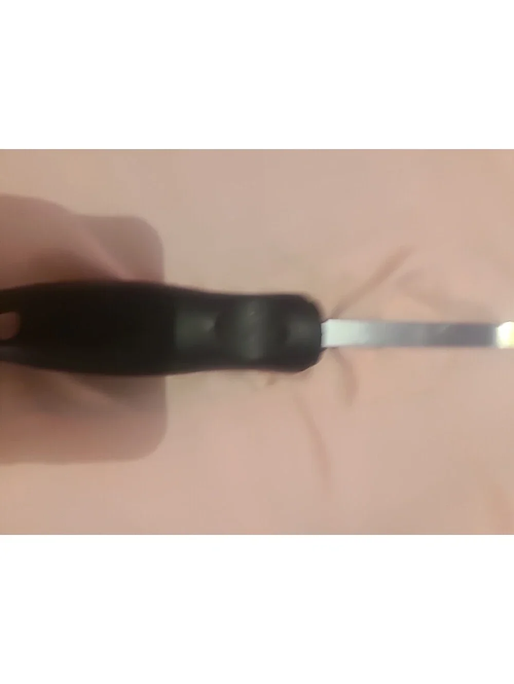 Vtg Unbranded Slotted Spatula Flipper Metal Chrome Black Nylon Handle USA 12.5”